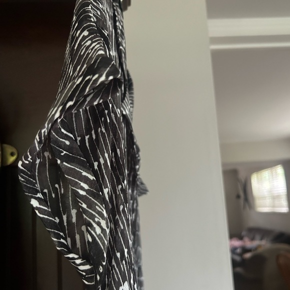 H BY HALSTON Sheer Midi Shirt Dress Cover Up Oversized Layer Beach Resort Size M - Picture 5 of 15